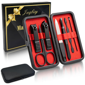 Jaqbicy closed PU case front view showing compact travel-ready design