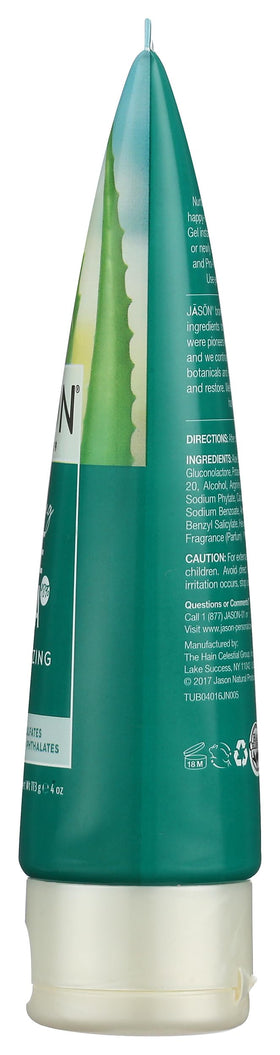 Jason aloe gel next to a coin to show 4 oz size and travel-friendly portability