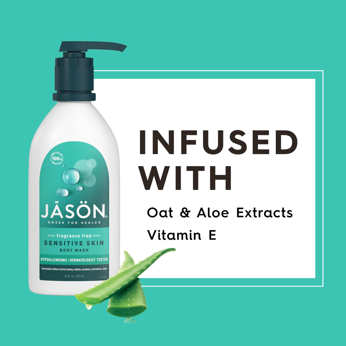 JASON body wash used on wet skin in shower for soothing clean