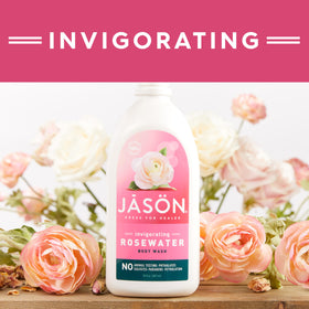 JASON in shower setting conveying invigorating rosewater refresh