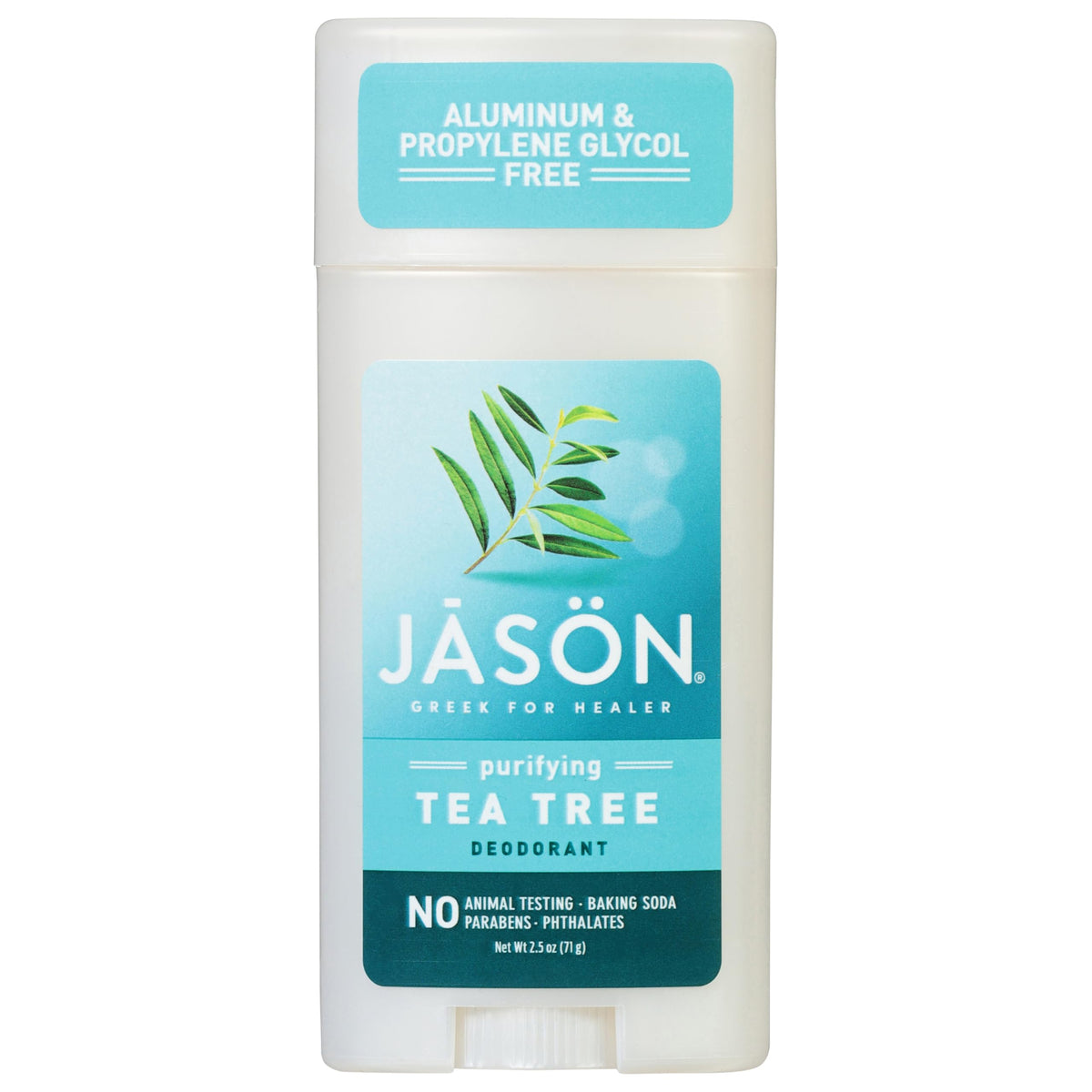 JASON front packaging showing tea tree deodorant and natural freshness