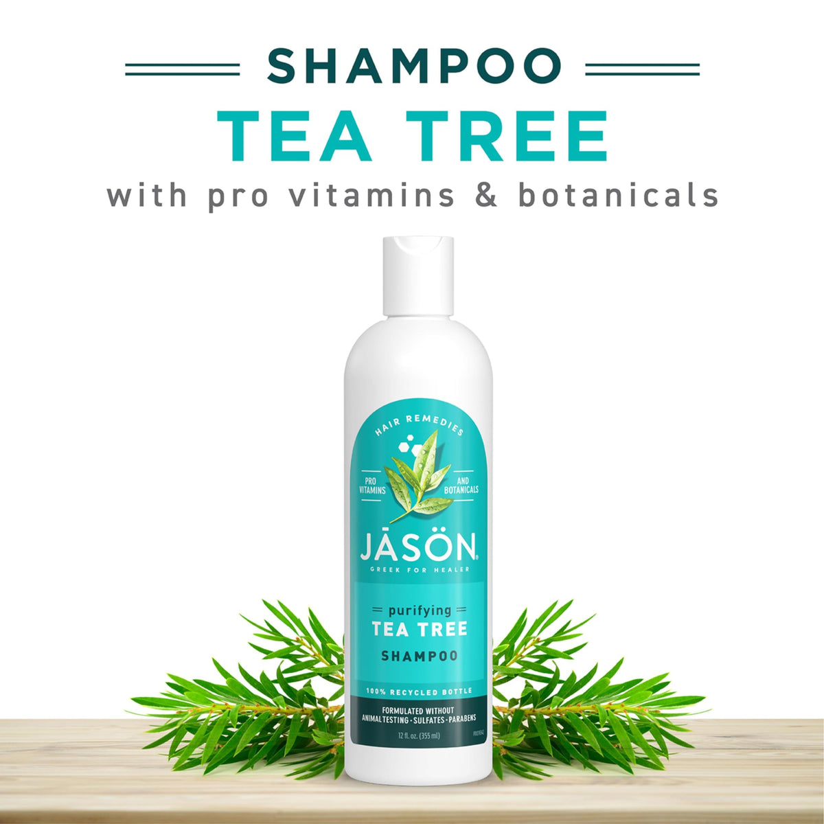 JASON ingredients flatlay with tea tree and grapefruit emphasizing natural botanicals