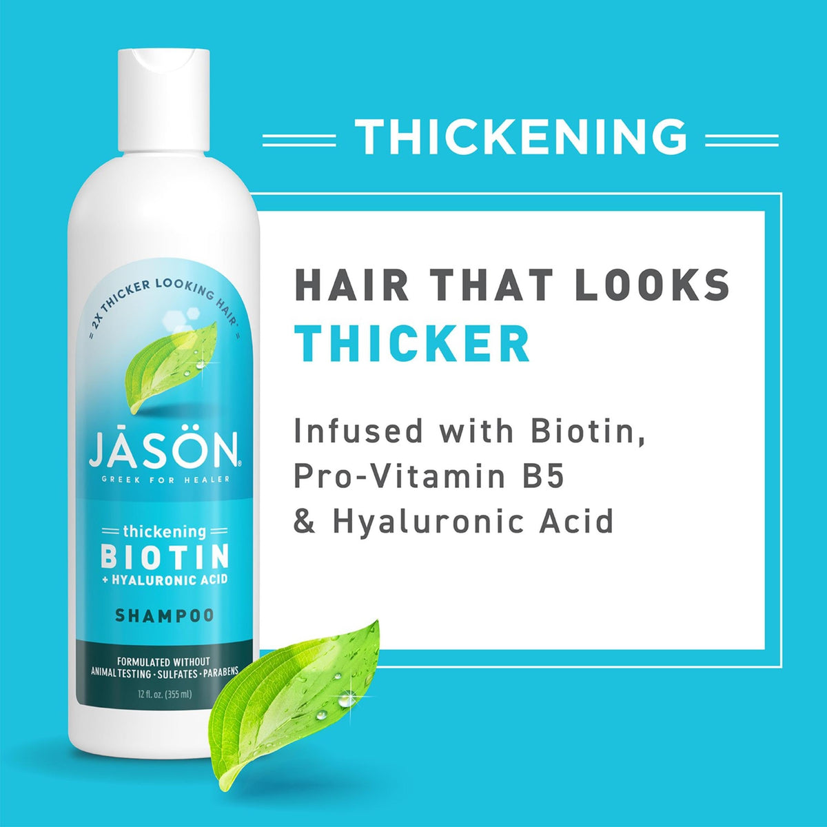 JASON creamy foam texture of Thickening Biotin Shampoo demonstrating gentle lather and easy spreadability