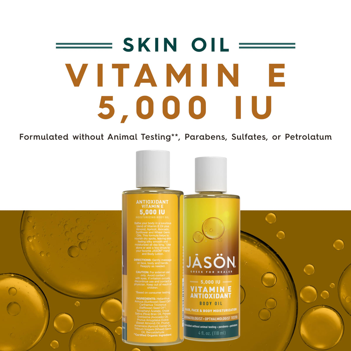 JASON label close-up highlighting ingredients and clean formulation benefit
