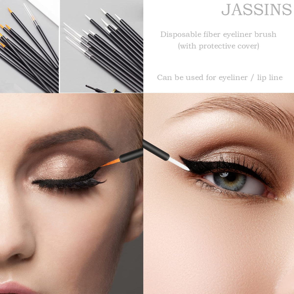 JASSINS eyeshadow applicator foam tip close-up showing smooth product pickup and blending