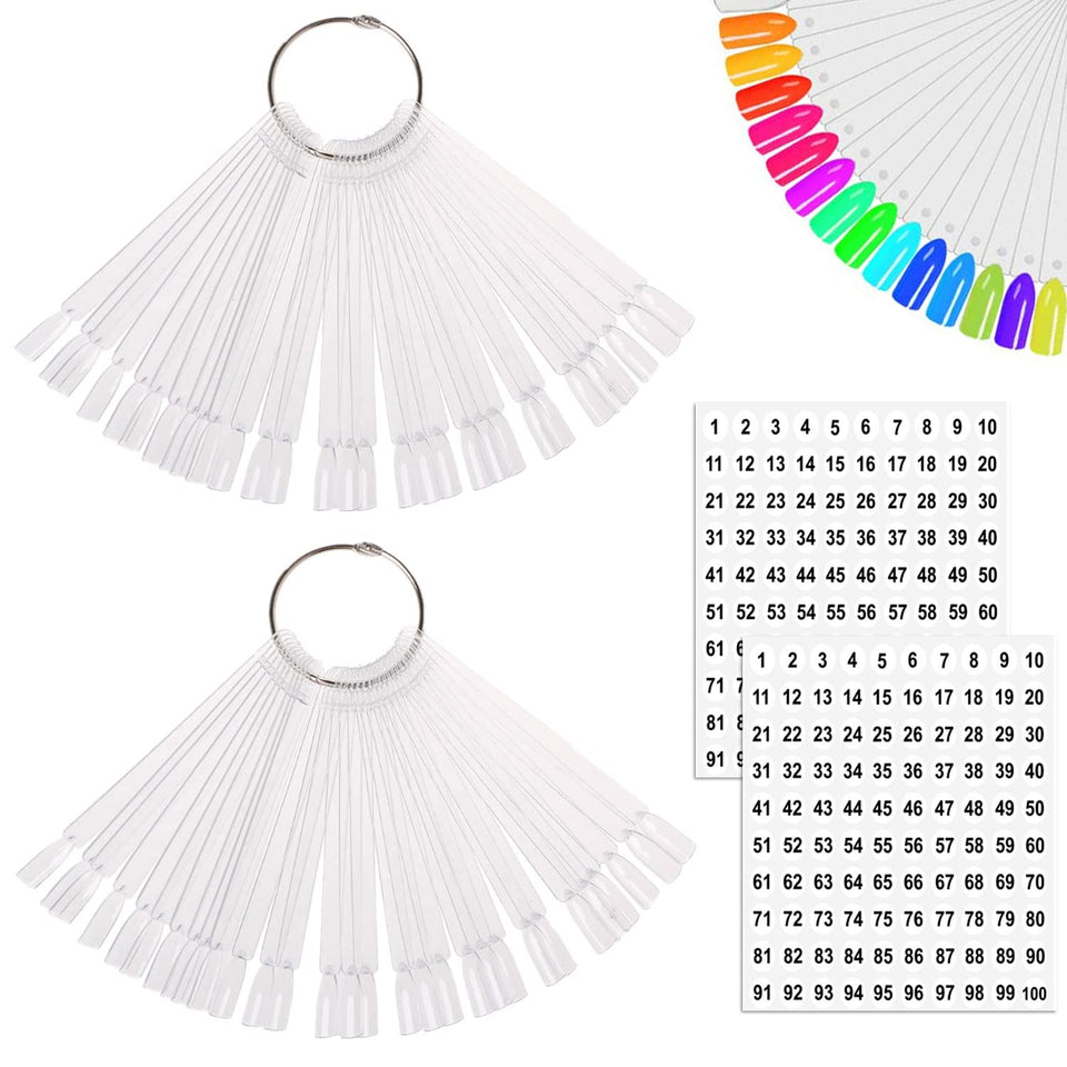 JASSINS front view of clear fan swatch sticks showing neat organization benefit