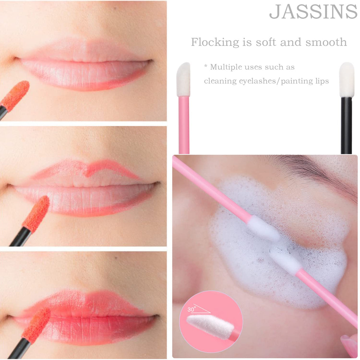 JASSINS applicators beside a coin to show scale and portability for travel and events