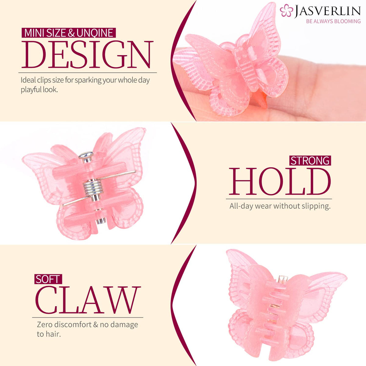 JASVERLIN clip securing side-swept bangs adding playful retro styling benefit