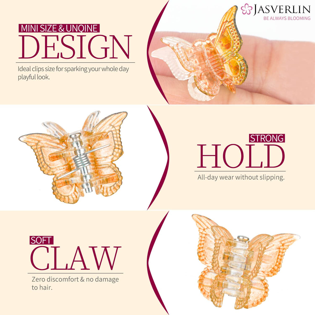 JASVERLIN clips in hair styling used to pin back bangs, adding a playful Y2K accent