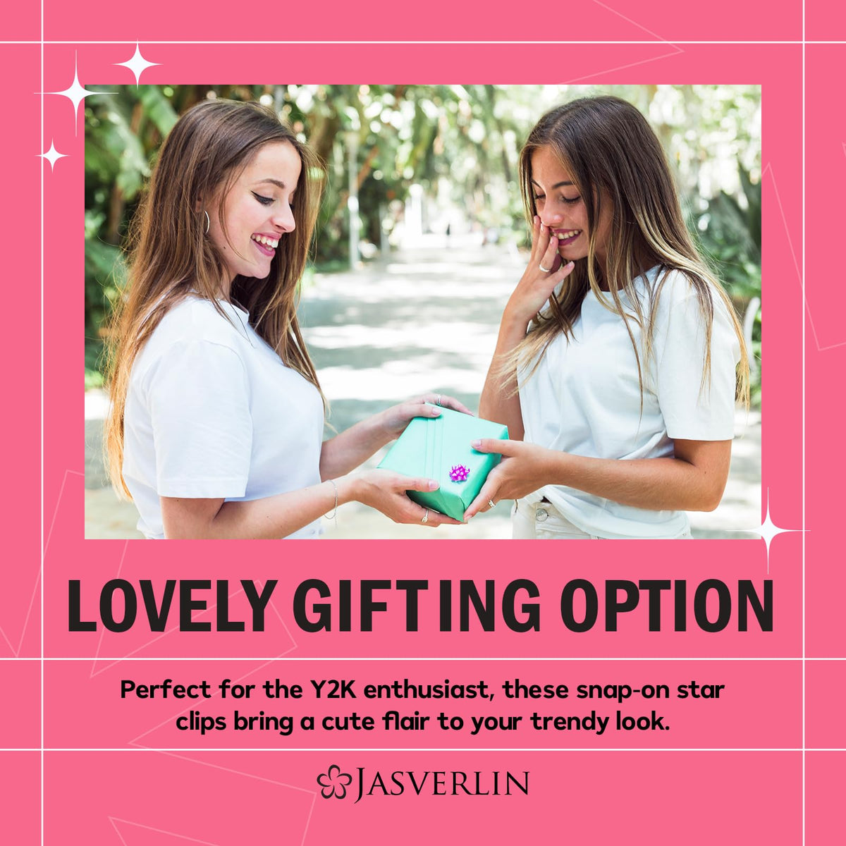 JASVERLIN star clip attached to backpack strap adding playful personalization