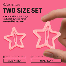 JASVERLIN glitter pink star clip close-up showing sparkly finish and eye-catching pop