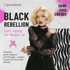 JASVERLIN close-up of a black star clip highlighting metal edge and soft matte finish