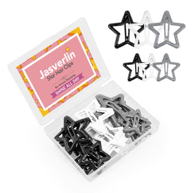 JASVERLIN front view of 36-piece star clip set showing colors and quantities, stylish organization