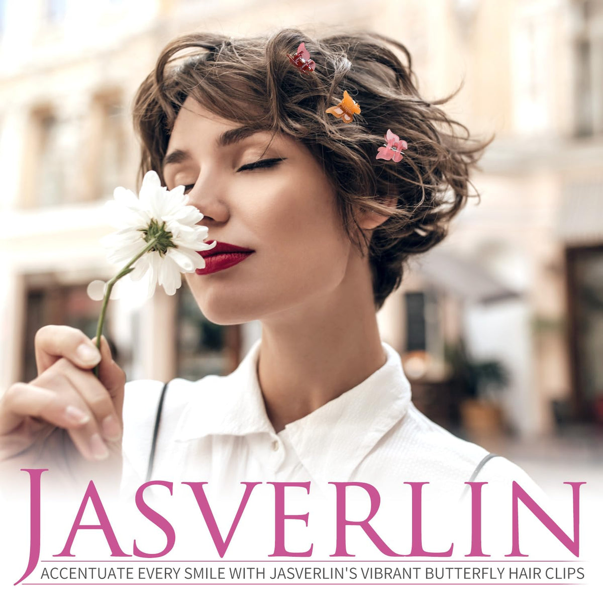 JASVERLIN clips worn in casual outdoor scene for Y2K-inspired fashion statement benefit