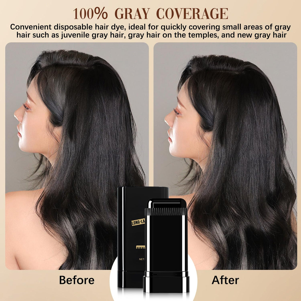 Javpav application on temple demonstrating fast gray-hair concealment