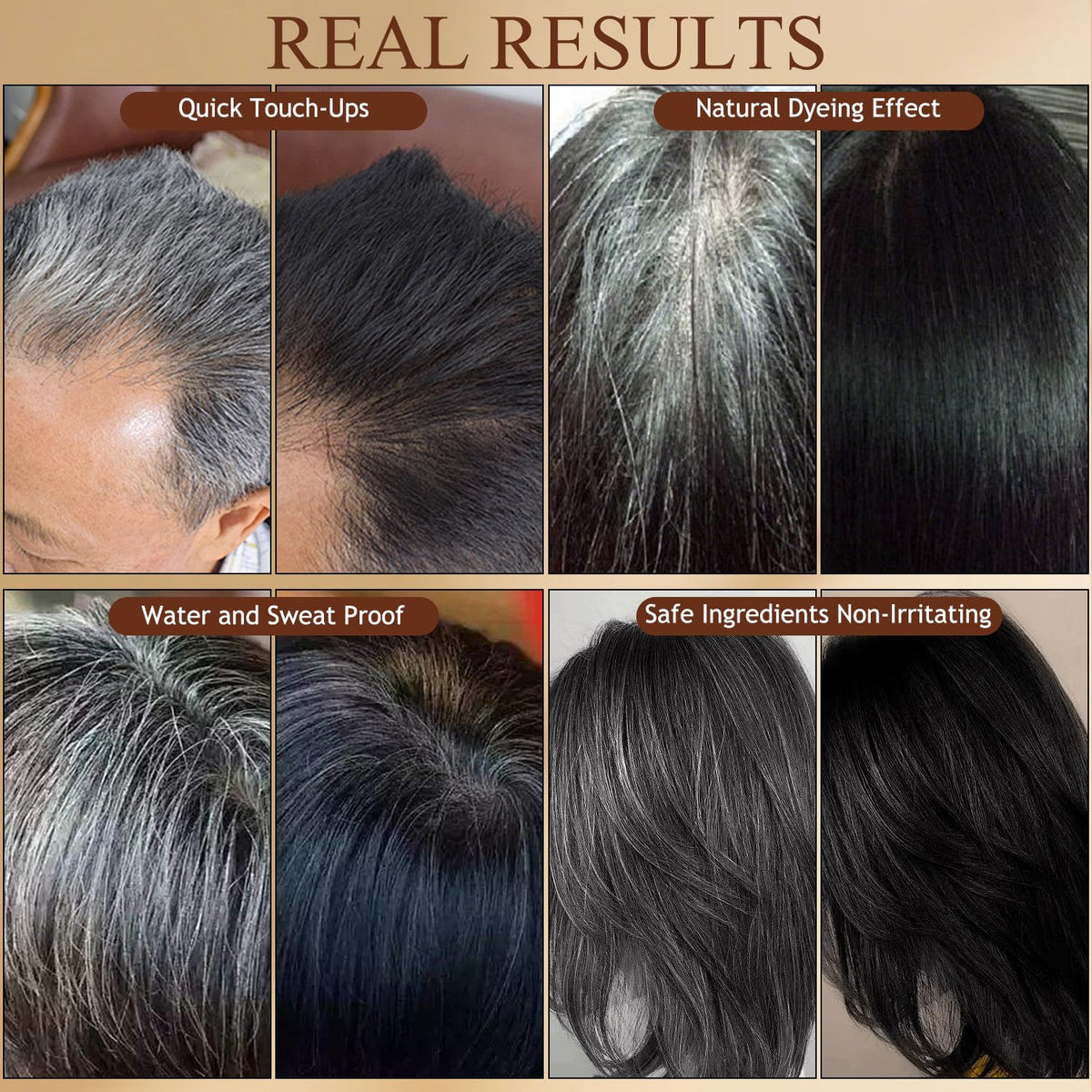 Javpav before and after temple area showing blended dark brown results