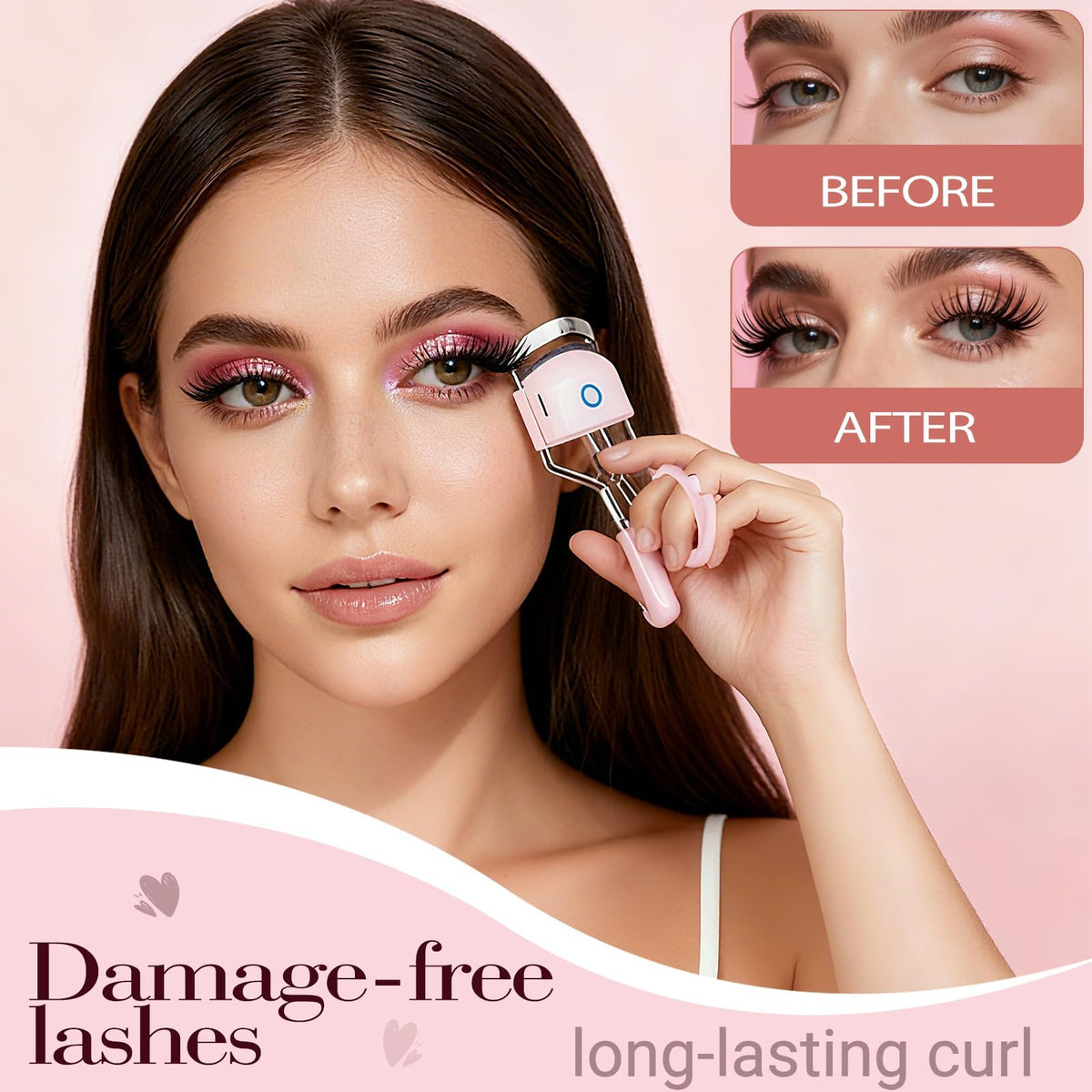 Javtoku close-up of curved heating head highlighting anti-scald guard for gentle lash shaping
