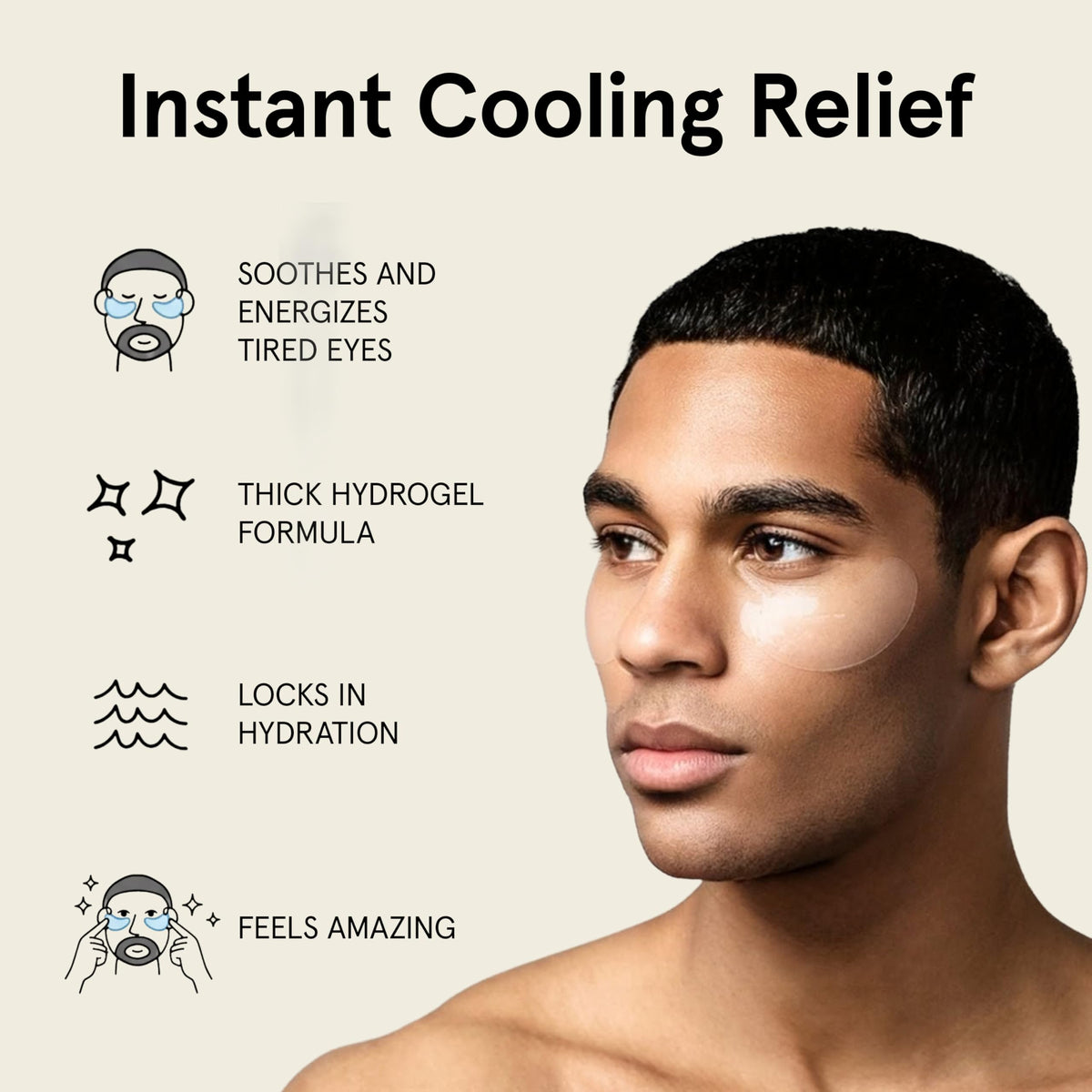 JAXON LANE model applying patch under eye demonstrating placement benefit: secure fit