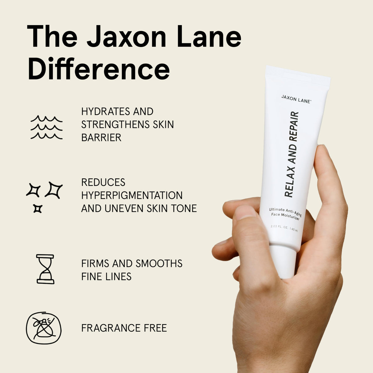 Male model applying JAXON LANE moisturizer demonstrating fast absorption and ease