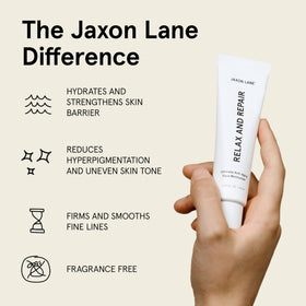 Male model applying JAXON LANE moisturizer demonstrating fast absorption and ease