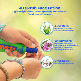JB SKRUB being applied on hand showing quick absorption and matte finish