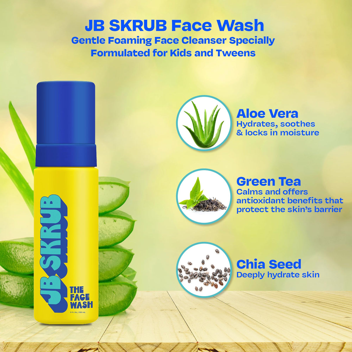 JB SKRUB foam texture close-up, highlights light rinse-off comfort