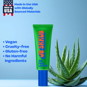 JB SKRUB on bathroom counter showing easy daily routine use and convenience