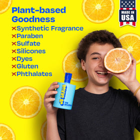 Recycled packaging badge on JB SKRUB emphasizing eco-friendly benefit