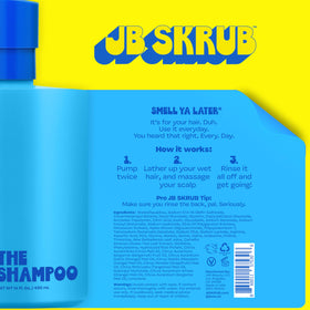 Teen boy using JB SKRUB in shower demonstrating odor control benefit