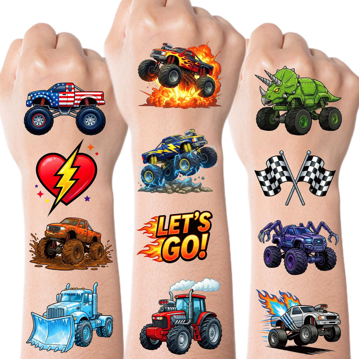 JCFIRE front packaging showing monster truck designs and benefits