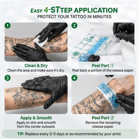 Jconly tattoo film in shower context showing water-resistant benefit