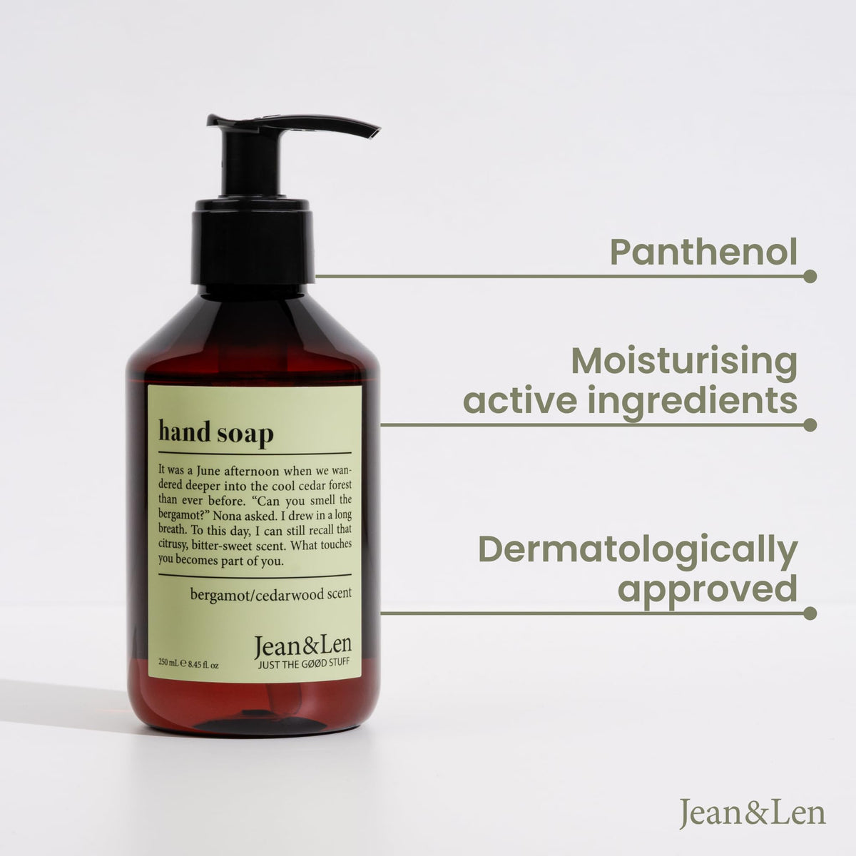 Jean & Len pouring foam texture demonstrating gentle lather and quick rinse