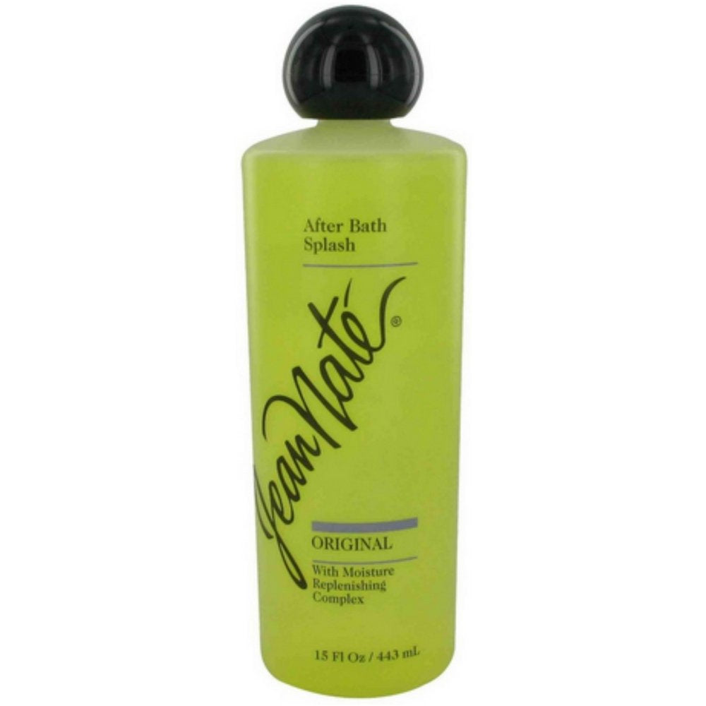 Jean Nate front bottle view showcasing citrus splash and lightweight moisturizing benefit