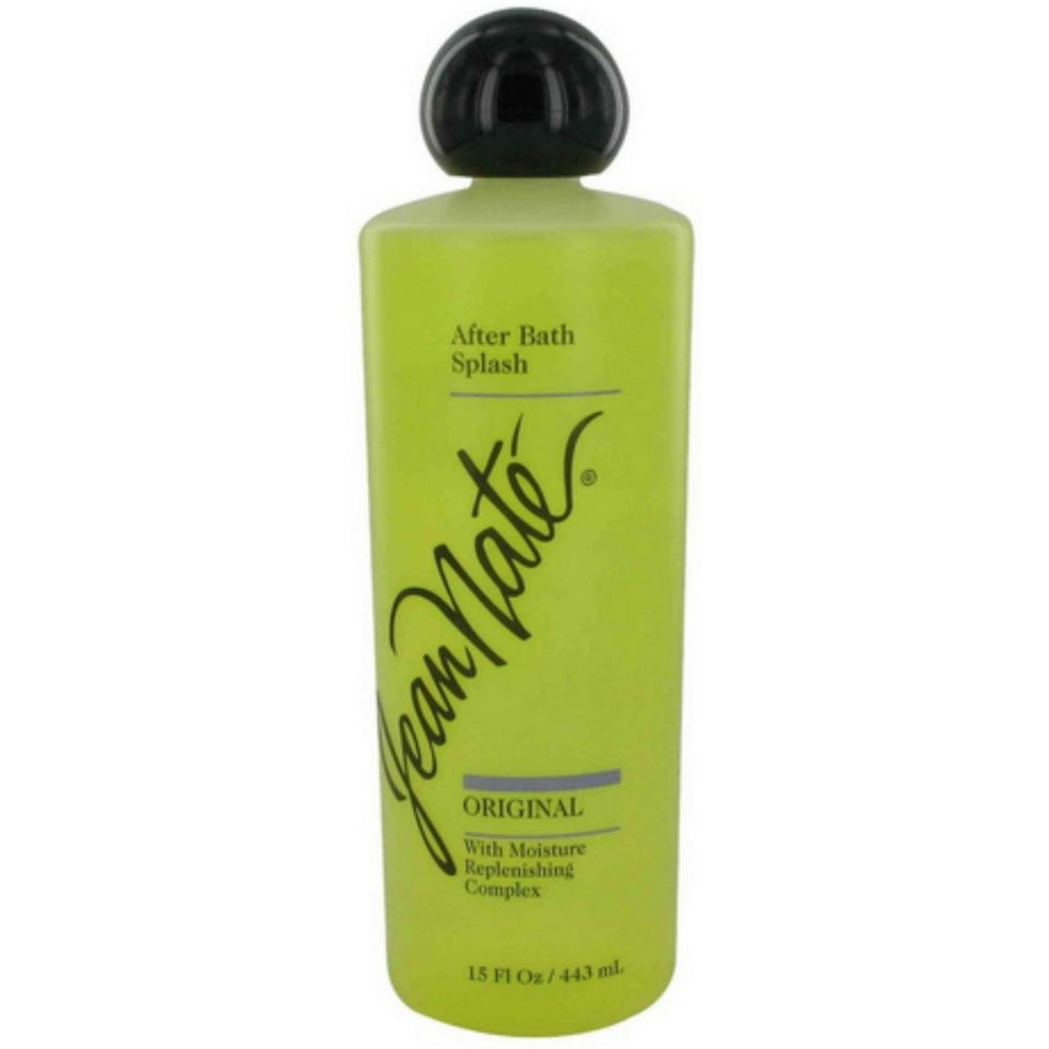 Jean Nate front bottle view showcasing citrus splash and lightweight moisturizing benefit
