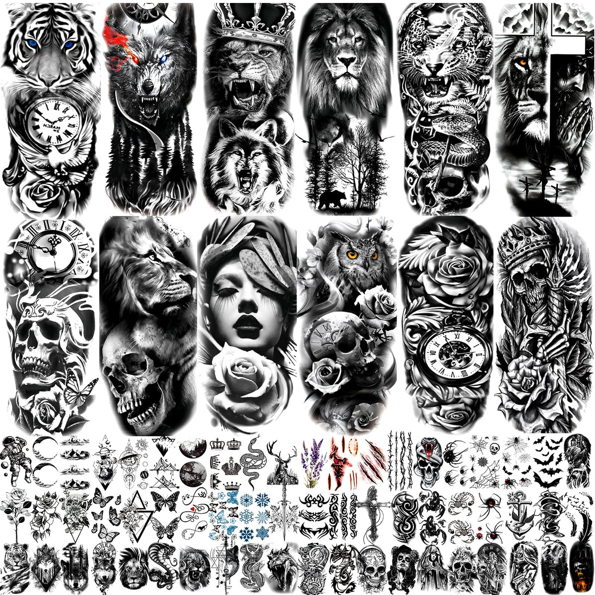 JEEFONNA front packaging showing full 82-sheet tattoo kit and variety