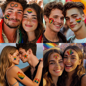 JEEFONNA lifestyle image at a pride festival showcasing lasting colorful body art