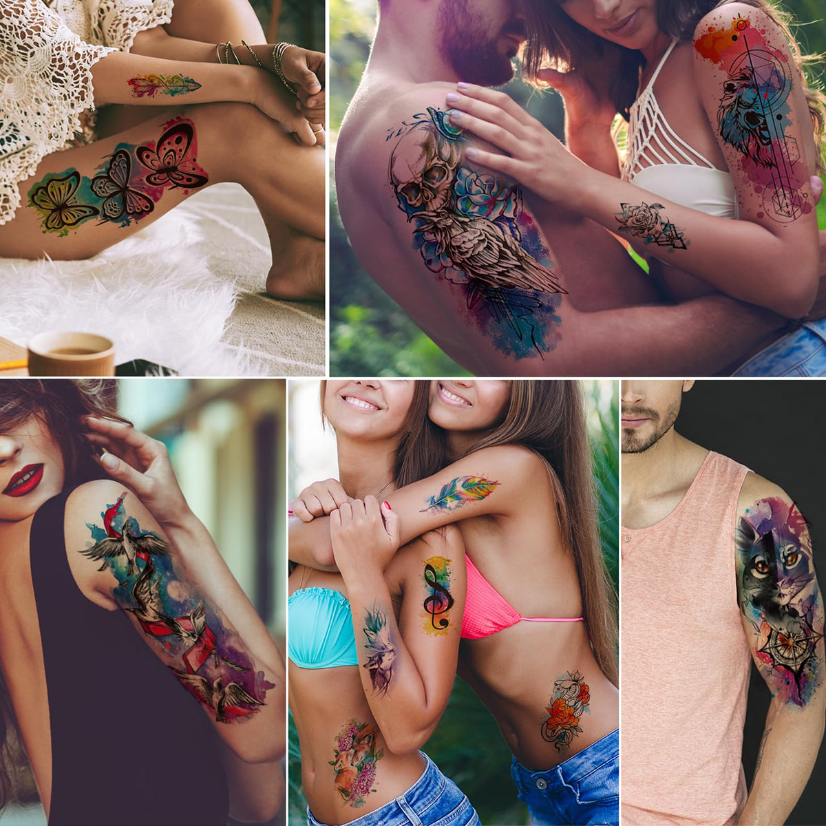 JEEFONNA festival scene with applied tattoos demonstrating waterproof wear