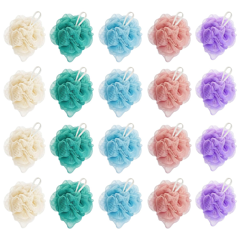 Jegruda front packaging showing 20 mini loofahs and compact benefits