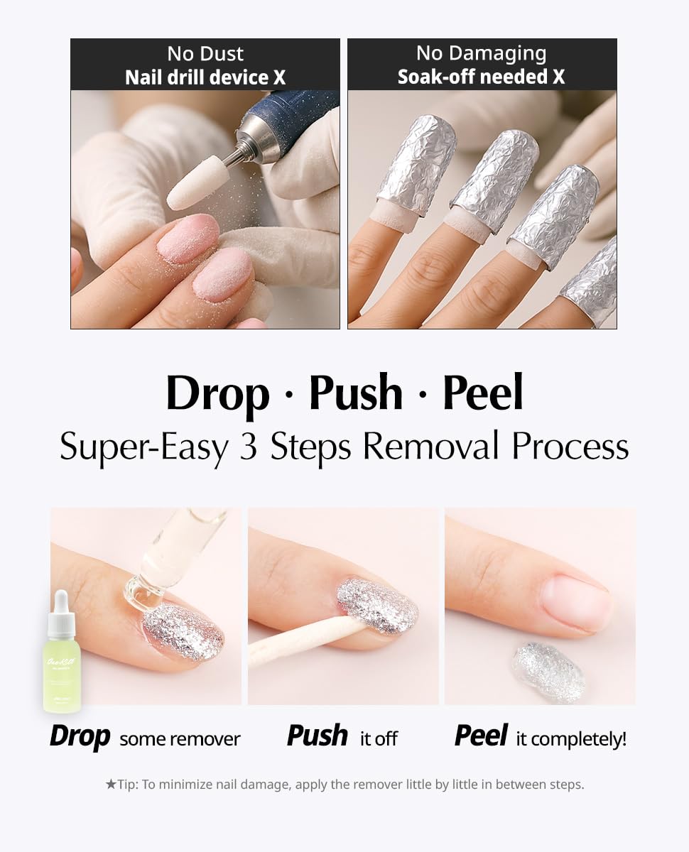 JelloJello OneKillGelRemover 30ml bottle label visible for quick removal benefit