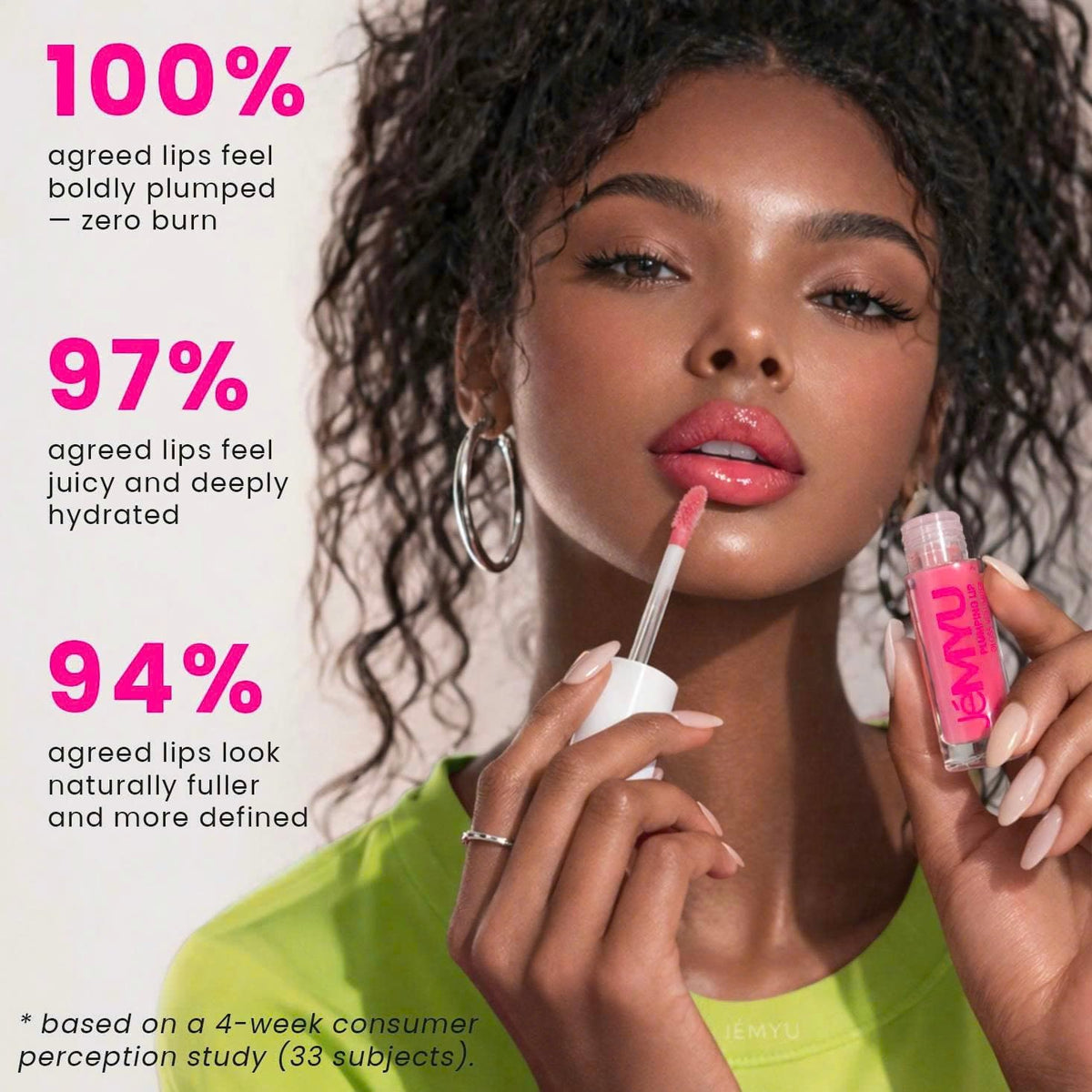 JÉMYU ingredient shot with hyaluronic acid droplet showing long-lasting moisture