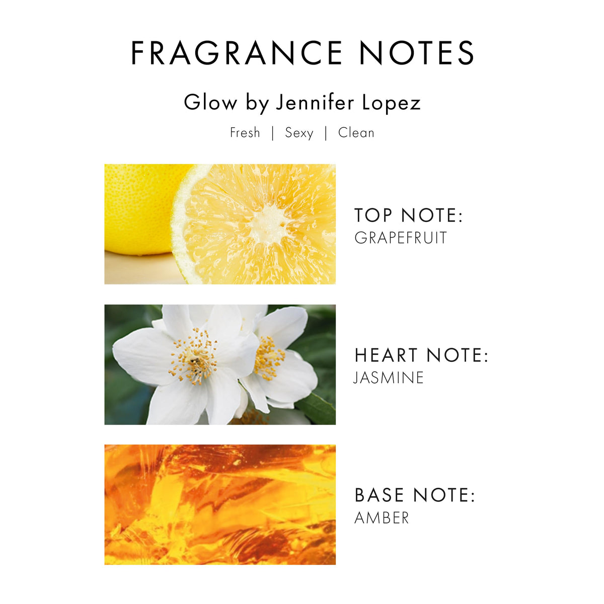 Jennifer Lopez Glow bottle beside hand for scale to show 5 oz size