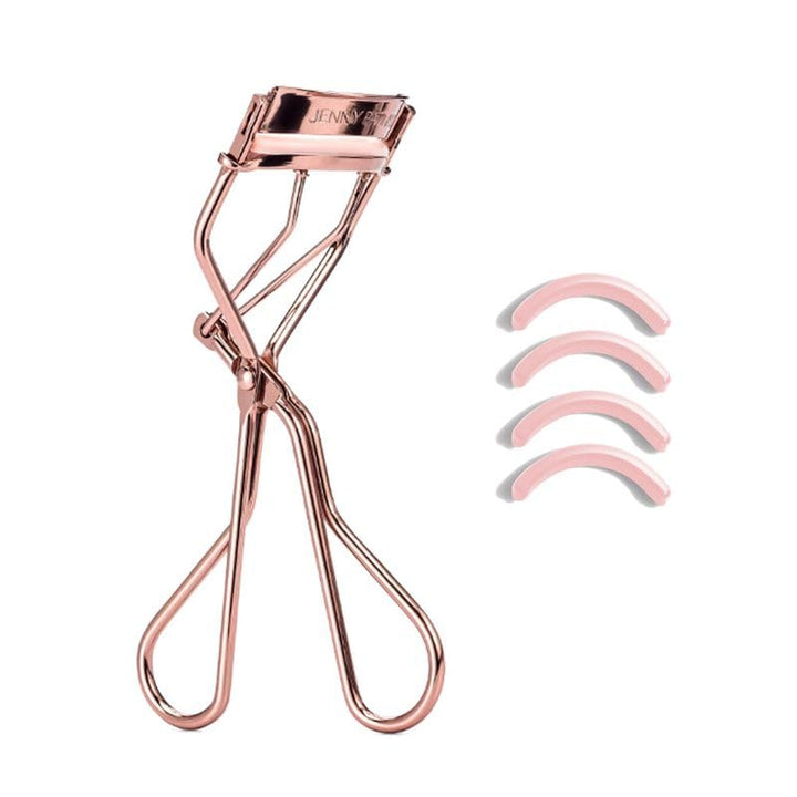 Jenny Patinkin front view of curler showing dark rose gold finish and elegant design benefit