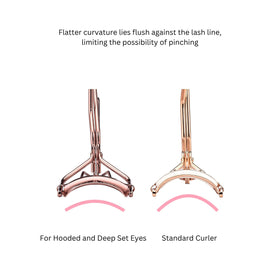 Jenny Patinkin curler in use on a hooded eye demonstrating reach and comfort benefit
