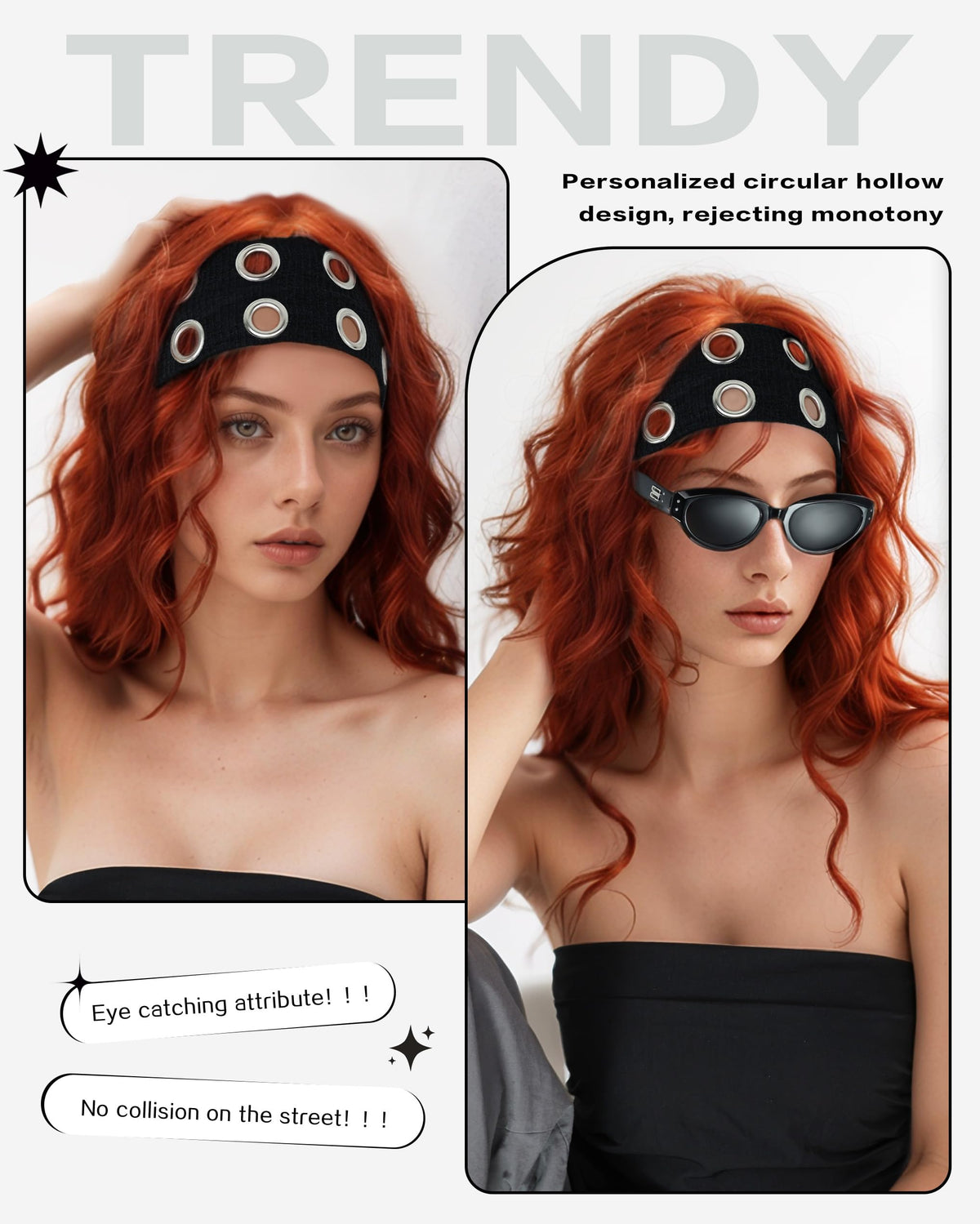JENSVOIR model wearing headband in streetwear outfit demonstrating styling versatility