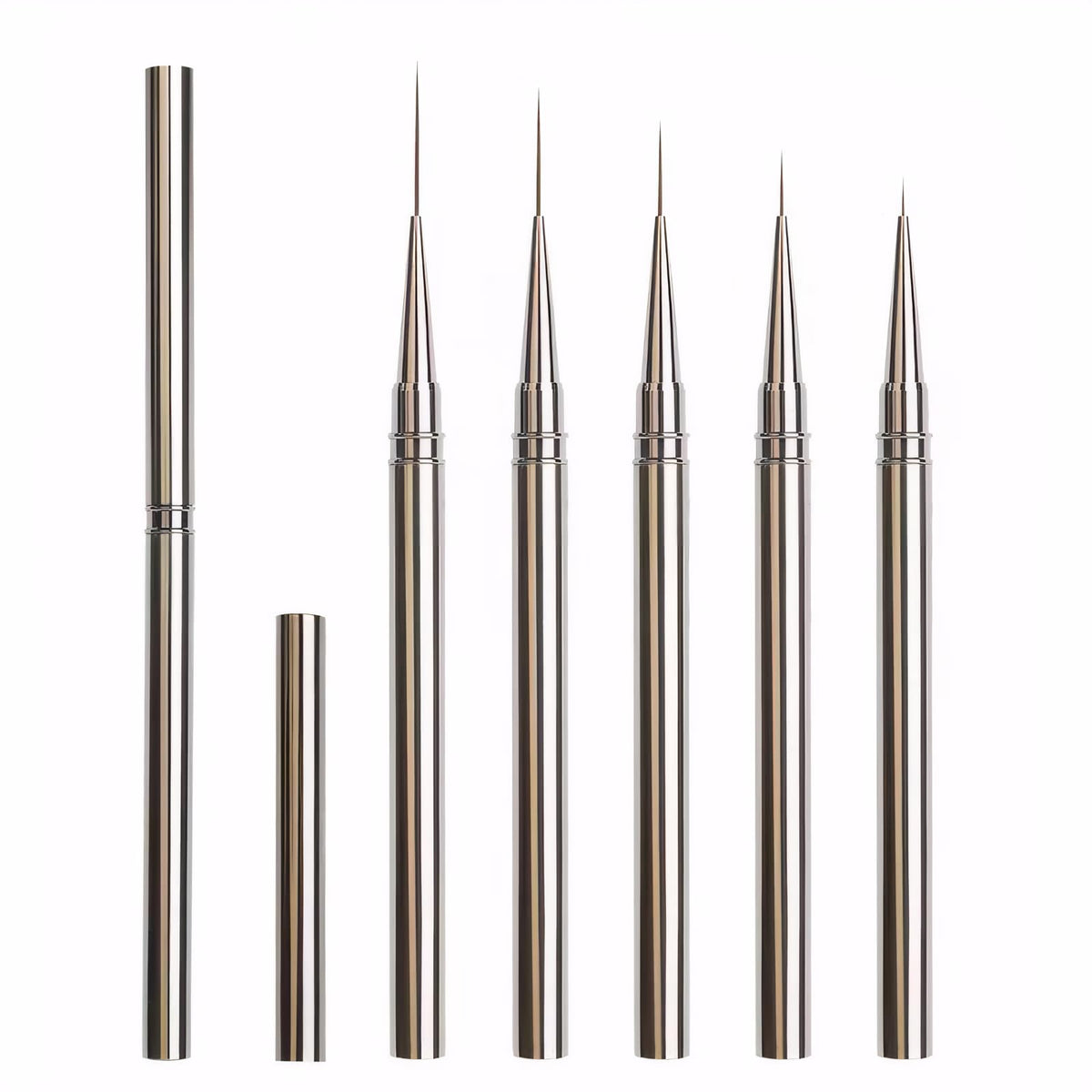 JEONEKID front view of five liner brushes showing set and packaging benefit precision