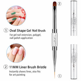 JEONEKID brushes applying poly gel on nail form for smooth even application