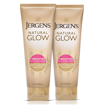 Jergens bottle front view showing pack of two and branding, for convenient supply