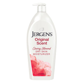 Jergens front packaging showing cherry almond scent and 32 oz size benefits