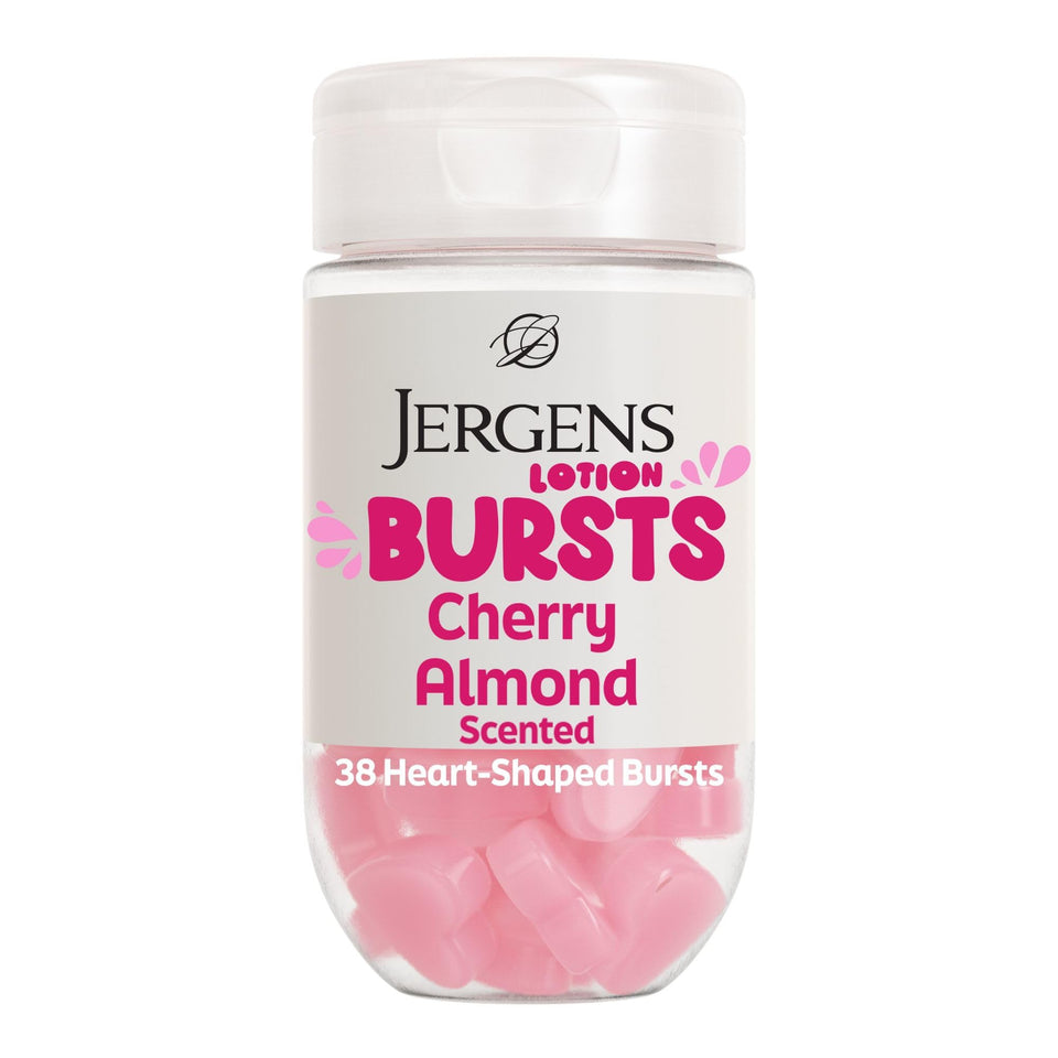 Jergens front packaging showing product count and cherry almond scent benefit