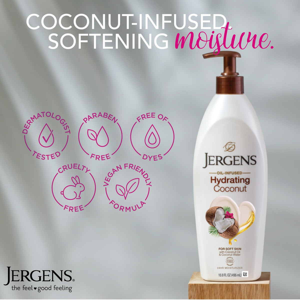 Jergens applied on arm demonstrating smooth absorption and softer skin